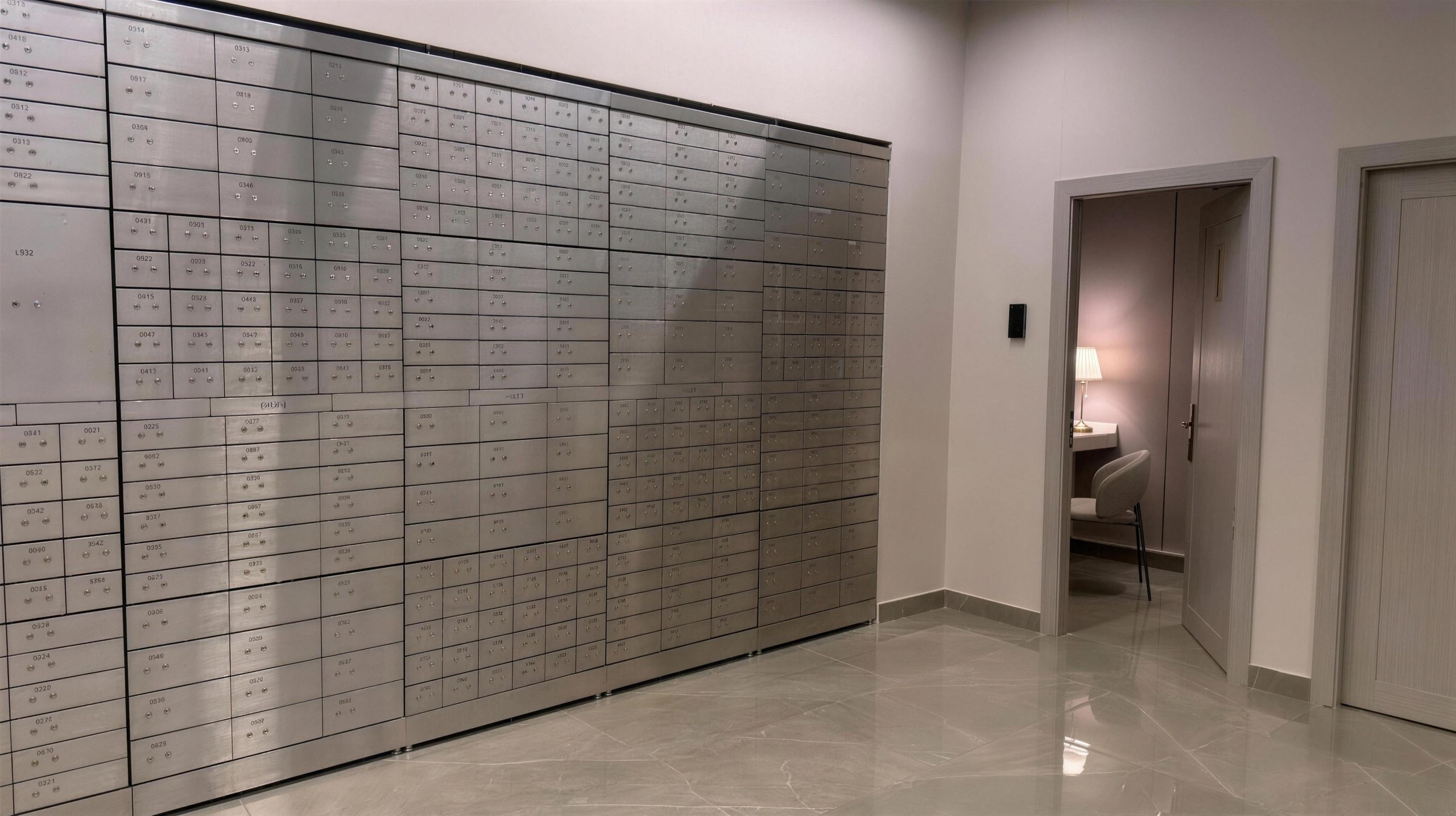 Safe deposit box hall at Amanat Vaults with private client trolley
